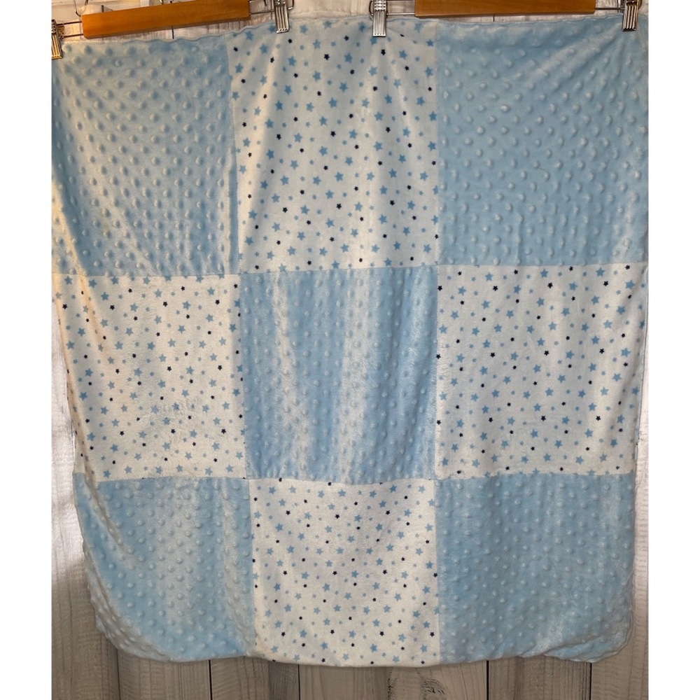 Koala Baby Security Blanket Lovey Minky Fleece Bumpy Patchwork Blue Stars